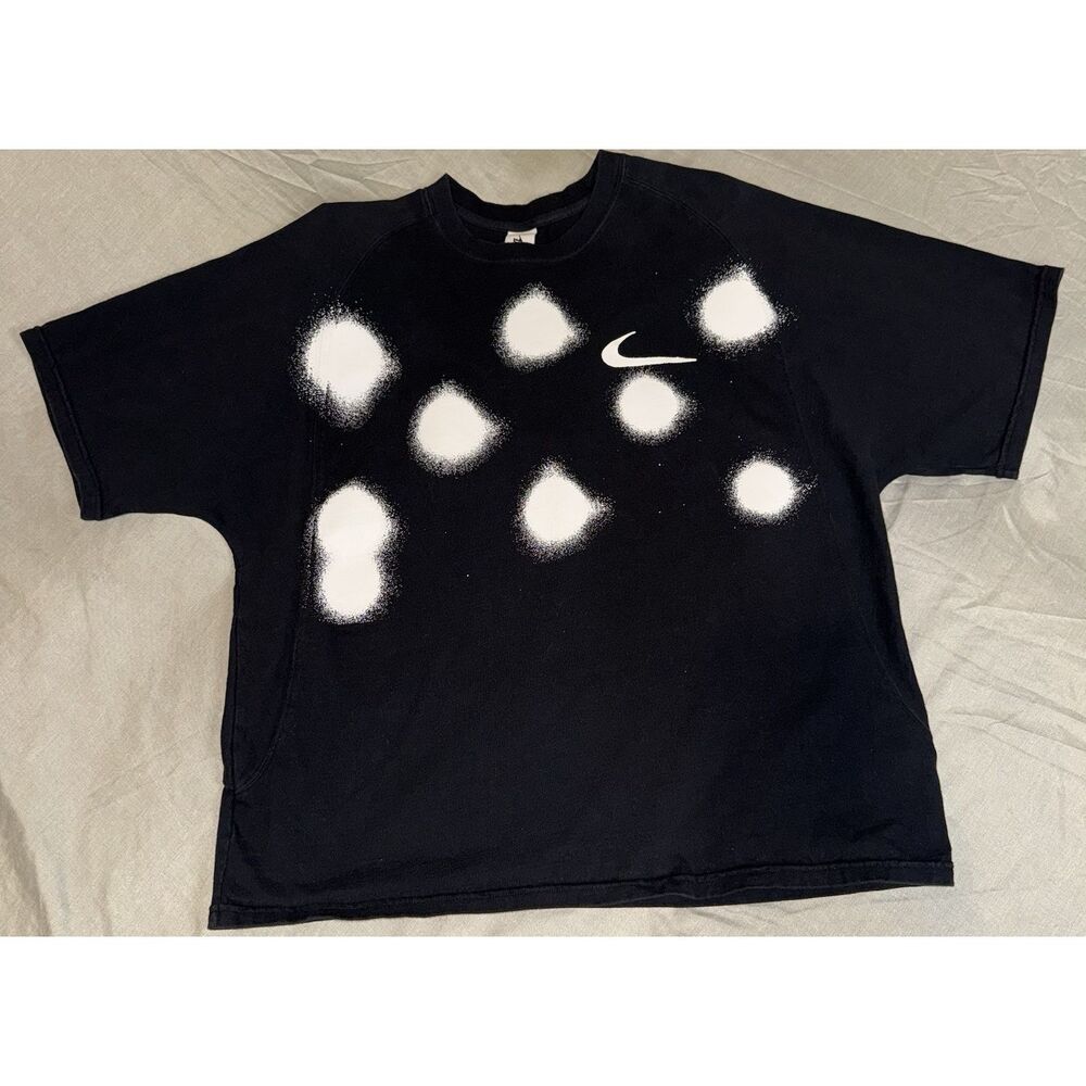 Nike x Off-White Shirt Mens Large Black Graffiti White Spray Dot & Nike On Back